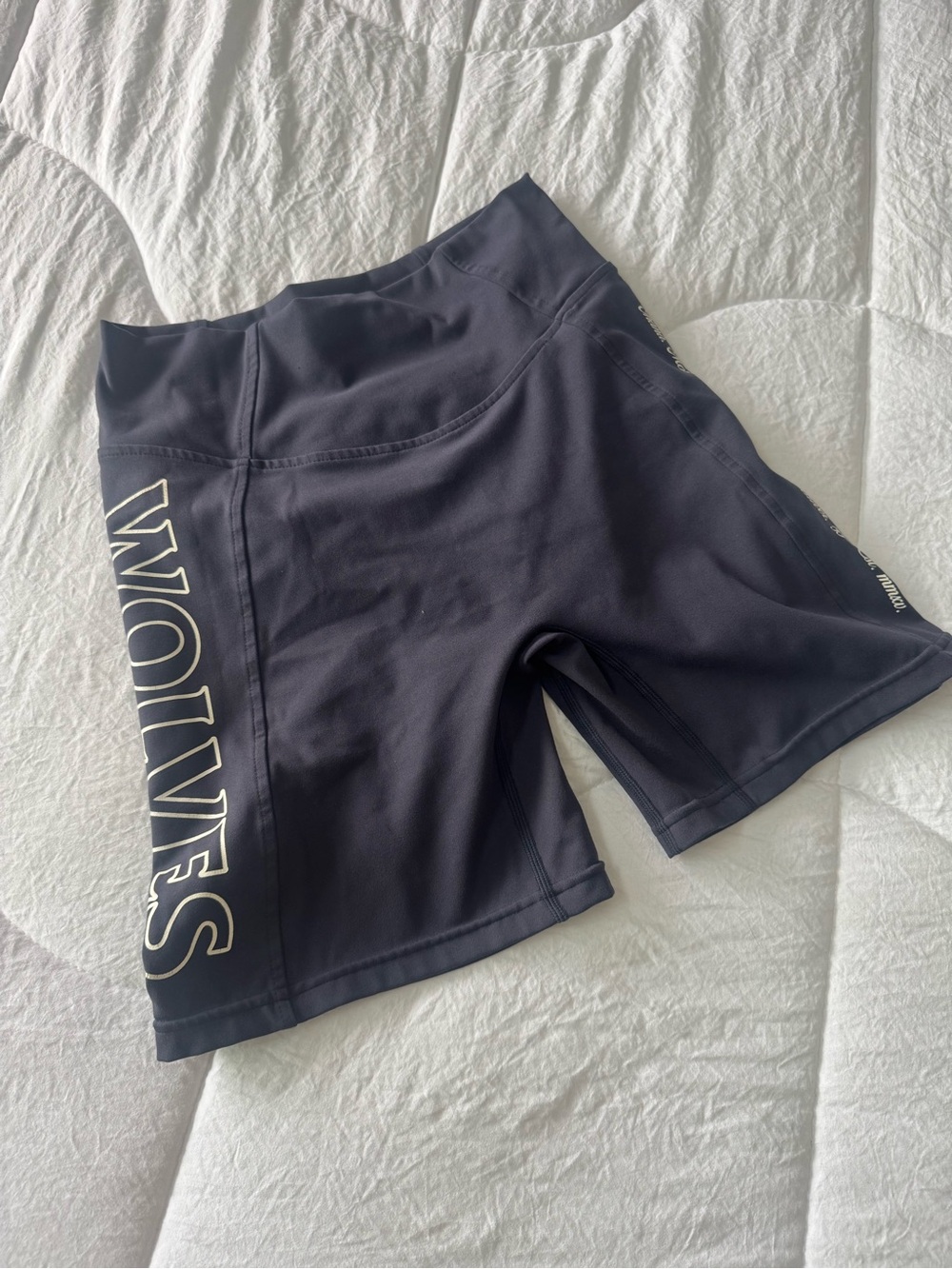 Darc Sport Black 'WOLVES' High-Rise Athletic Biker Shorts